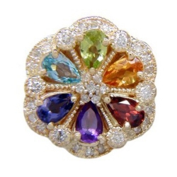 N720 14K PEAR SHAPE MULT COLOR & DIAMOND SLIDE 